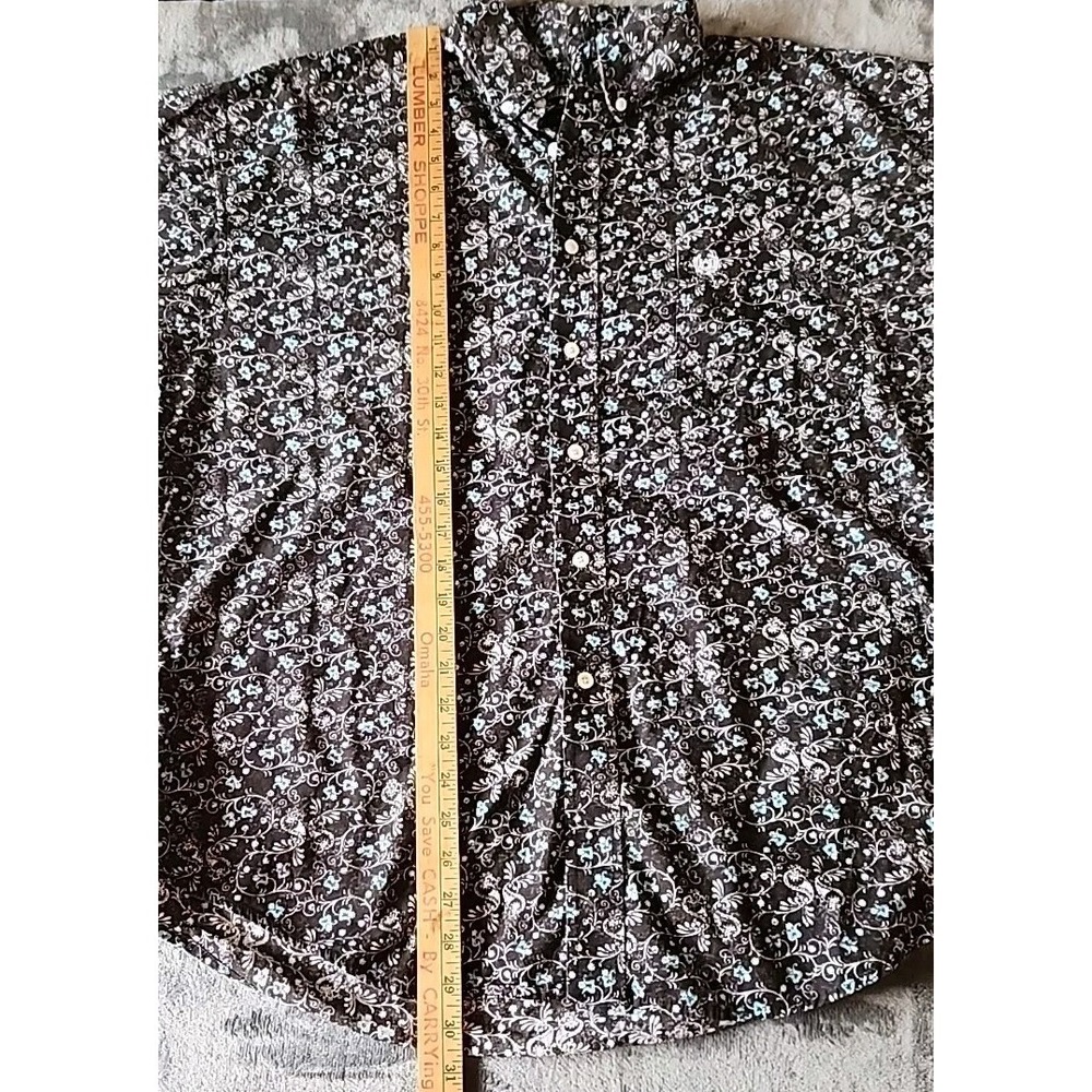 Panhandle Slims Mens Long Sleeve Western Shirt Black With Turquoise Size Large - Picture 7 of 10